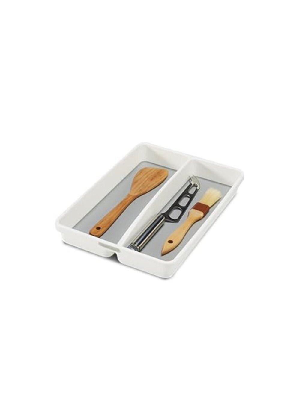 Drawer Utensil Organizer Tray Two Compartment Non Slip Kitchen Storage Clear